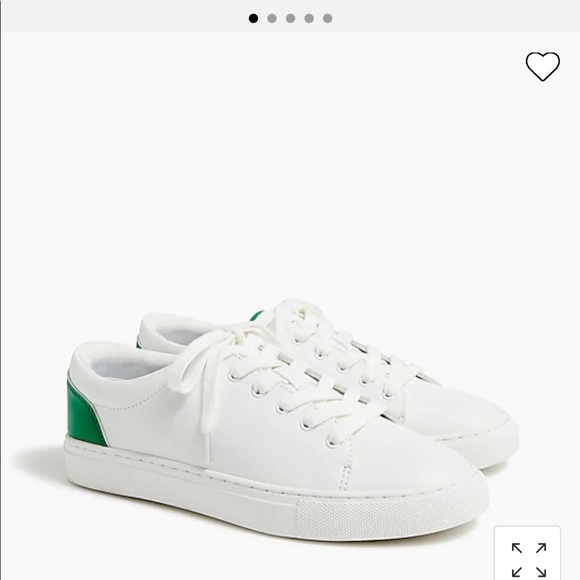 NWT J. Crew white sneakers with green trim size 10